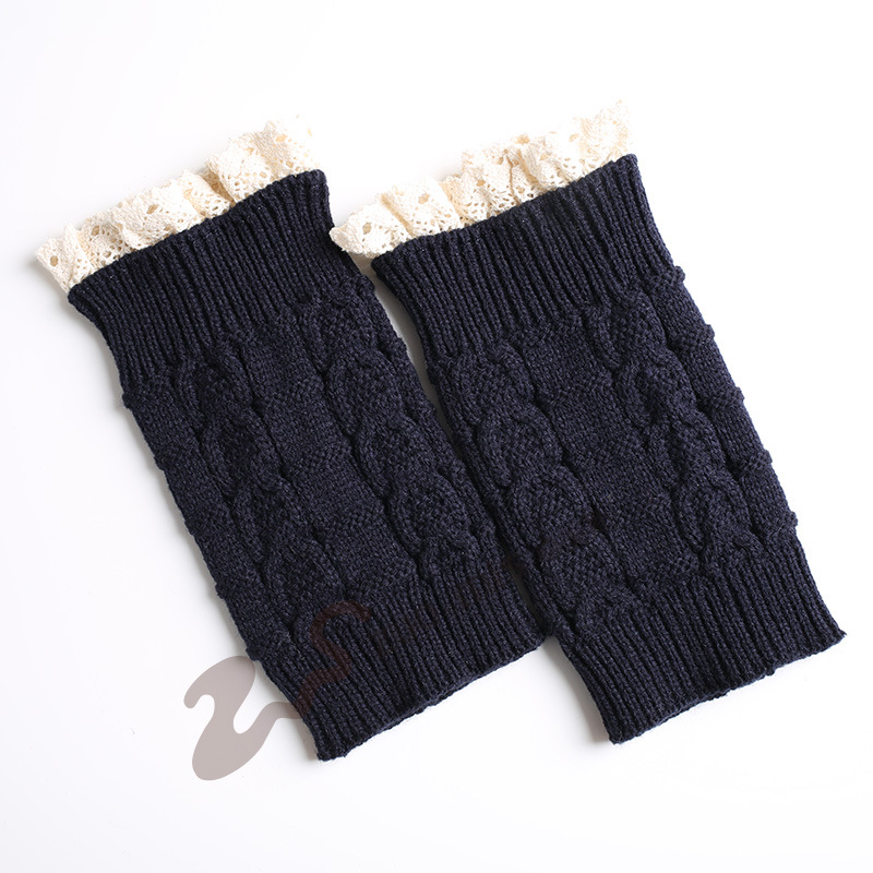 Knitting Wool Gloves For Warm Autumn Winter Boots Short Paragraph Lace Paired With 8 Characters Socks